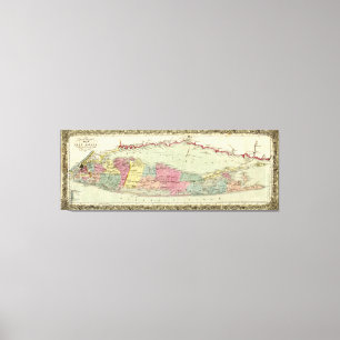 Toile Carte historique des voyageurs 1855-1857 du Long