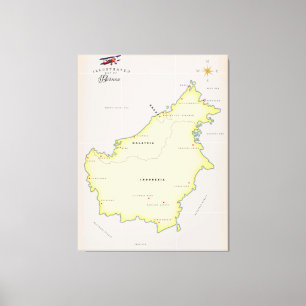 Toile Carte illustrée de Borneo