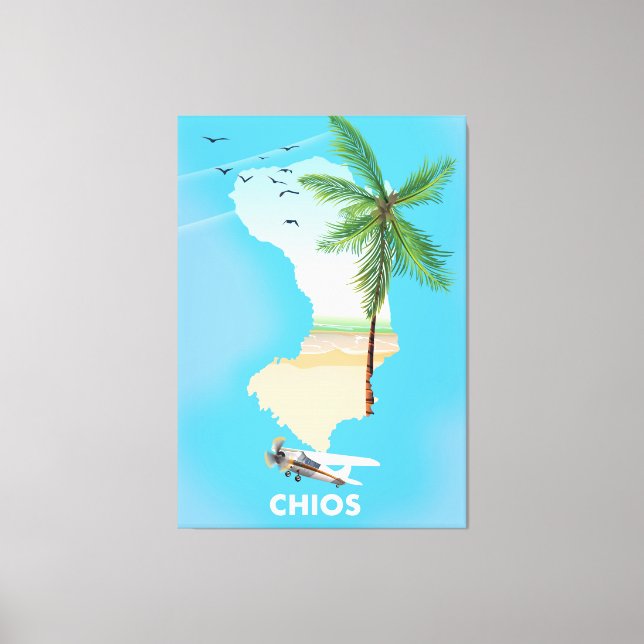 Toile Carte illustrée de Chios Greece. (Recto)