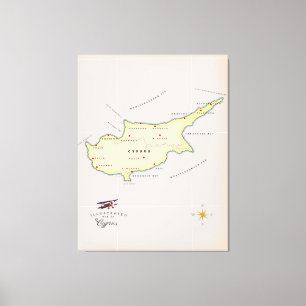 Toile Carte illustrée de Chypre.