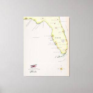 Toile Carte illustrée de Floride