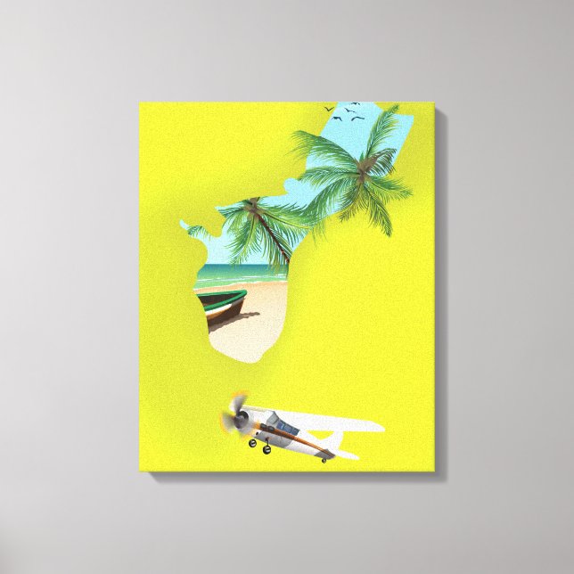 Toile Carte illustrée de Guam affiche de voyage (Recto)