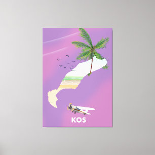 Toile Carte illustrée de Kos Grèce.
