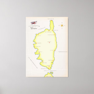 Toile carte illustrée de la Corse