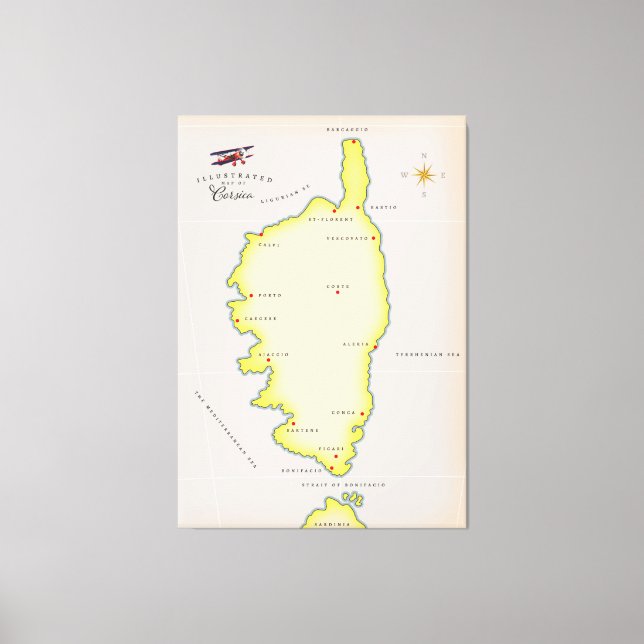 Toile carte illustrée de la Corse (Recto)
