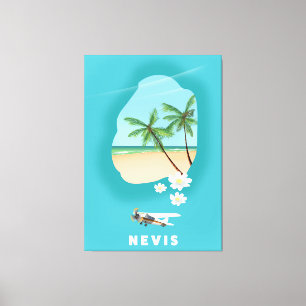 Toile Carte illustrée de l'île caribéenne de Nevis.