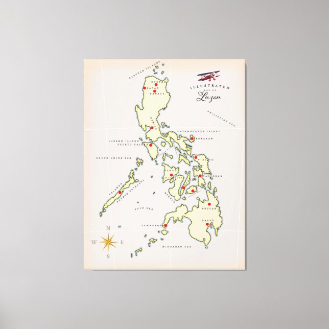 Toile Carte illustrée de Luzon Philippines (Recto)