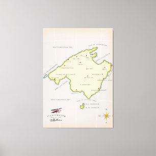 Toile Carte illustrée de Majorque