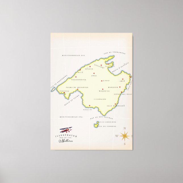 Toile Carte illustrée de Majorque (Recto)