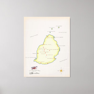 Toile Carte illustrée de Maurice