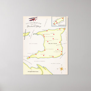 Toile Carte illustrée de Trinidad & Tobago