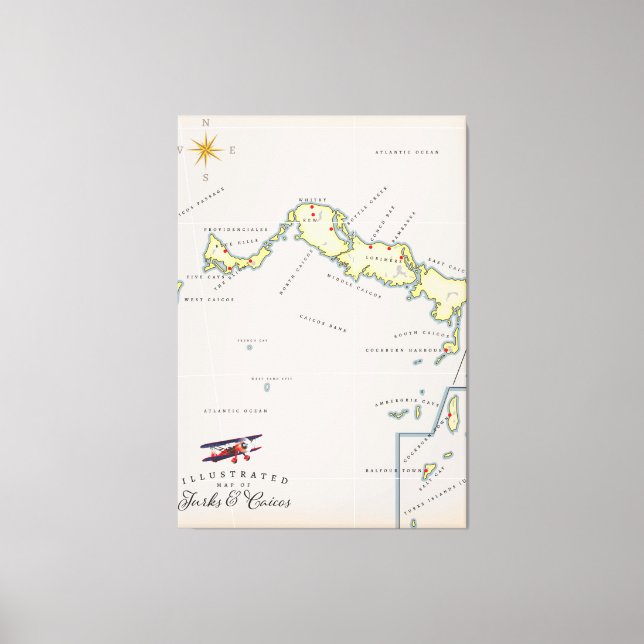 Toile Carte illustrée de Turks and Caicos (Recto)