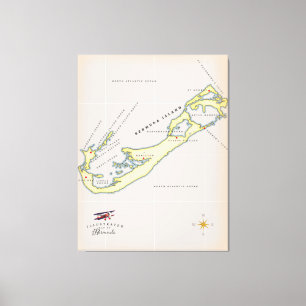 Toile Carte illustrée des Bermudes