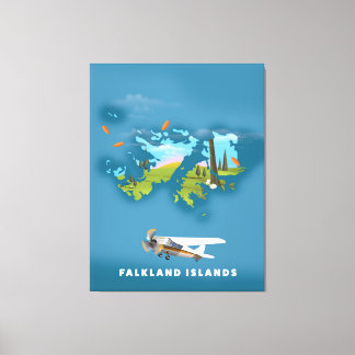 Toile Carte illustrée des îles Falkland