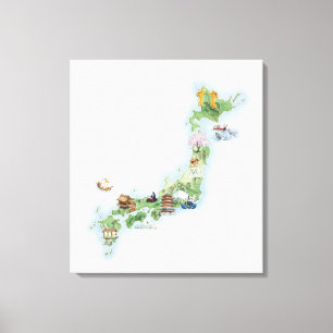 Toile Carte illustrée du Japon antique