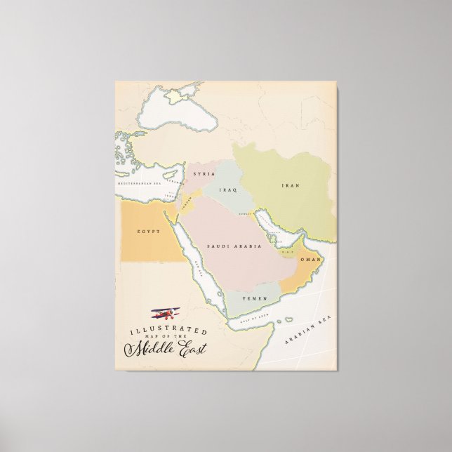 Toile Carte illustrée du Moyen-Orient. (Recto)