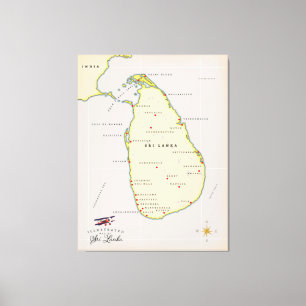 Toile Carte illustrée du Sri Lanka