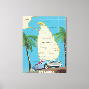 Toile Carte illustrée du Sri Lanka
