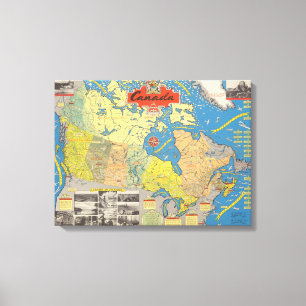 Toile Carte imagée du Canada - points de repère