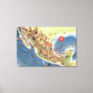 Toile Carte imagée du Mexique par Miguel Gomez la Médi
