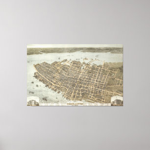 Toile Carte imagée vintage de Charleston (1872)