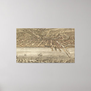 Toile Carte imagée vintage de Cleveland (1877)