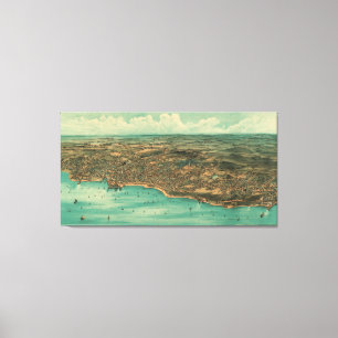 Toile Carte imagée vintage de Plymouth MA (1910)