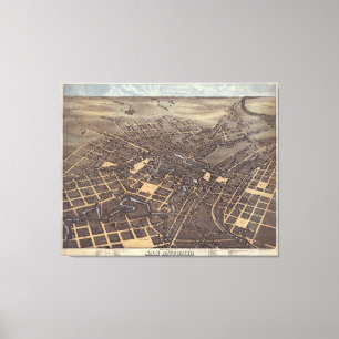 Toile Carte imagée vintage de San Antonio TX (1873)