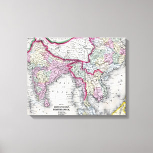 Toile Carte Inde, Thibet, Chine et Se Asie de Mitchell