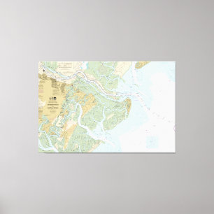 Toile Carte marine de la rivière Savannah et du détroit