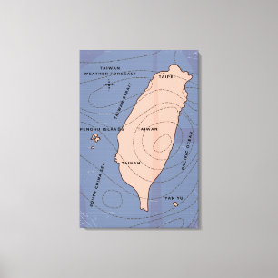 Toile Carte météo de style vintage de Taïwan