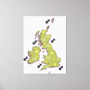 Toile Carte météo rétro des îles britanniques