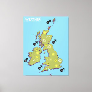 Toile Carte météo rétro TV des îles britanniques.