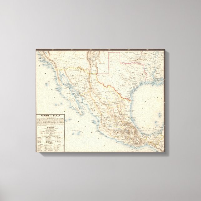 Toile Carte Mexique-Texas (Recto)
