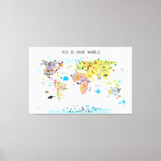 Toile Carte Mondiale Enfants Canvas Girls Nursery