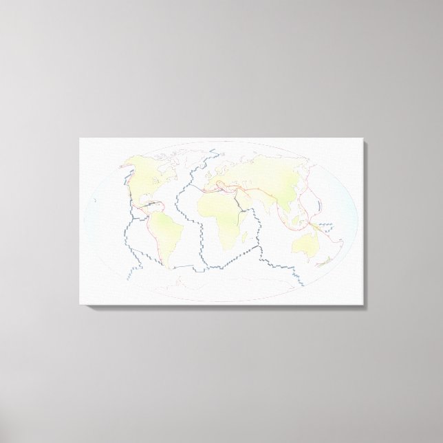 Toile Carte mondiale montrant les marges des plaques (Recto)