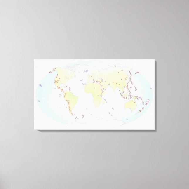 Toile Carte mondiale montrant les sites d'activité volca (Recto)