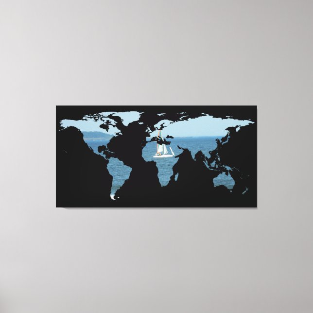 Toile Carte Mondiale Silhouette - Voile (Recto)