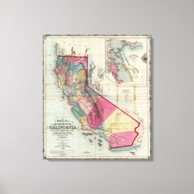 Toile Carte officielle de l'État de Californie (Recto)