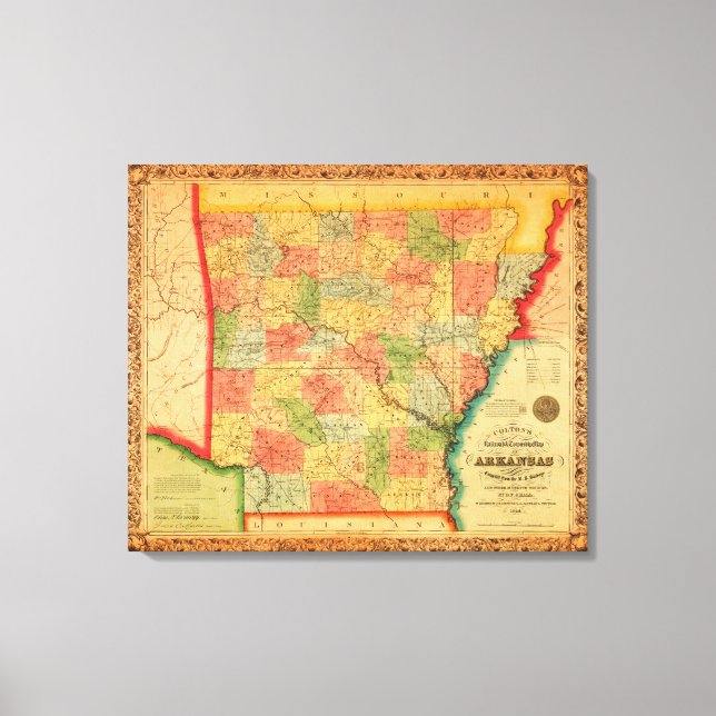 Toile Carte panoramique Arkansas (Recto)
