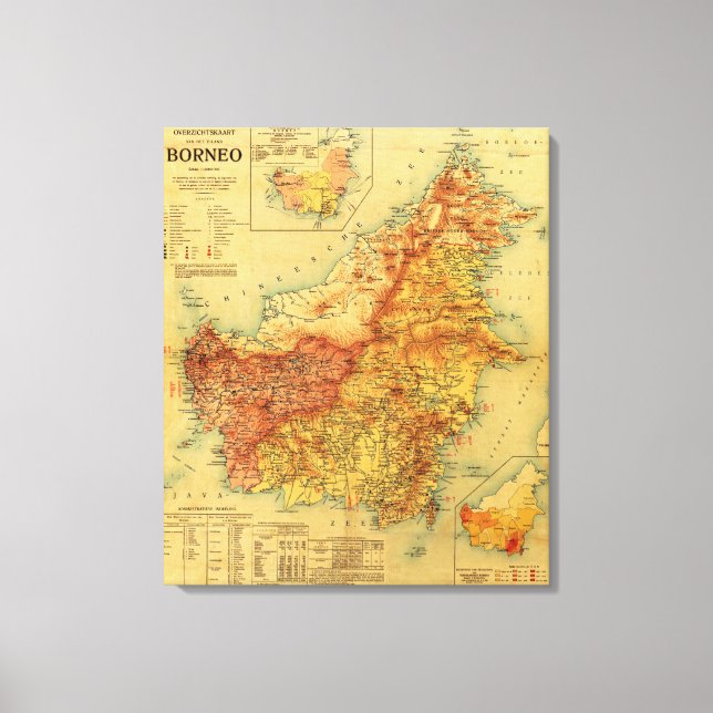 Toile Carte panoramique BornéoBorneo (Recto)