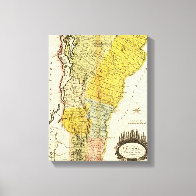 Toile Carte panoramique VermontVermont (Recto)