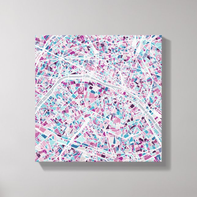 Toile Carte Paris France (Recto)