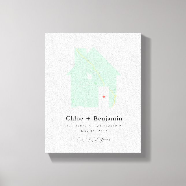 Toile Carte personnalisée Notre premier cadeau maison (Recto)