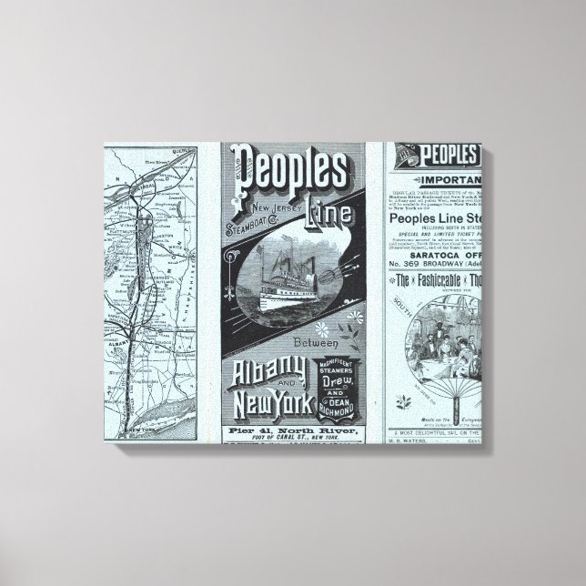Toile Carte Peuples Ligne des Steamers (Recto)