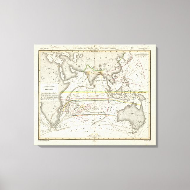 Toile Carte physique des mers indiennes (Recto)