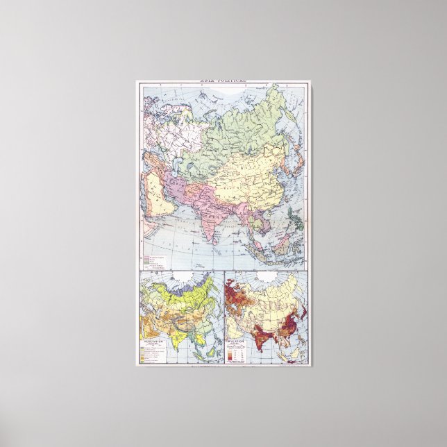 Toile Carte politique | Asie (Recto)