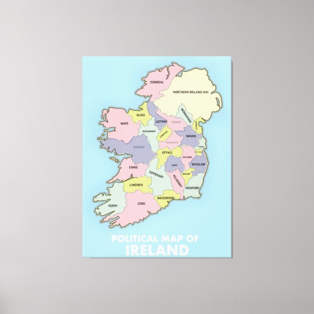 Toile Carte Politique De L'Irlande. (Recto)