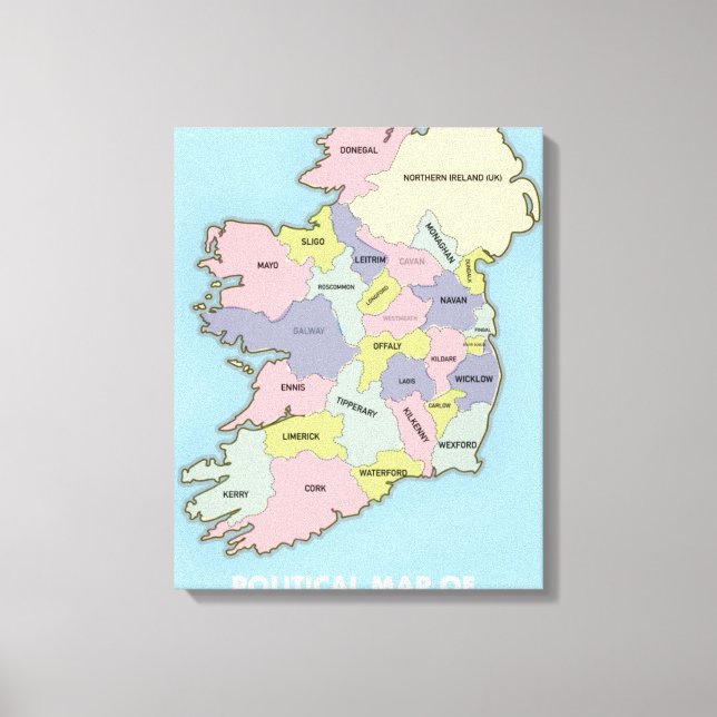 Toile Carte politique de l'Irlande. (Recto)