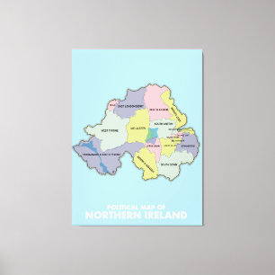 Toile Carte Politique De L'Irlande Du Nord.